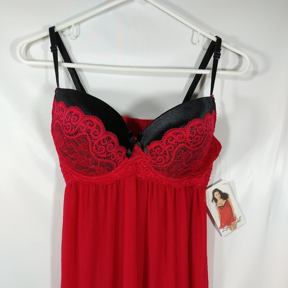 Womens Babydoll Lingerie Size Large Red Dreamgirl - Picture 3 of 11